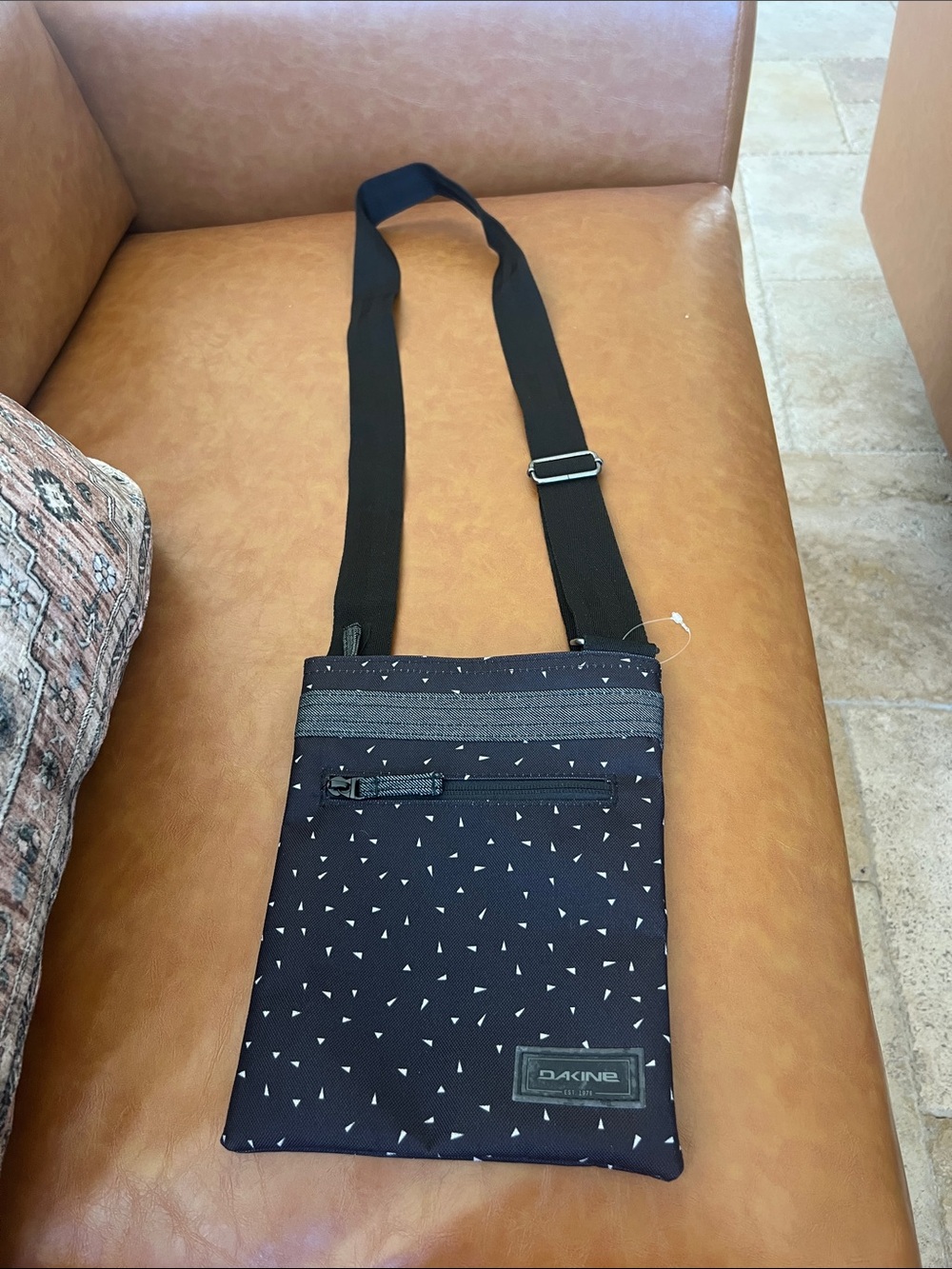 Dakine Black Crossbody Sling with White Triangle Print